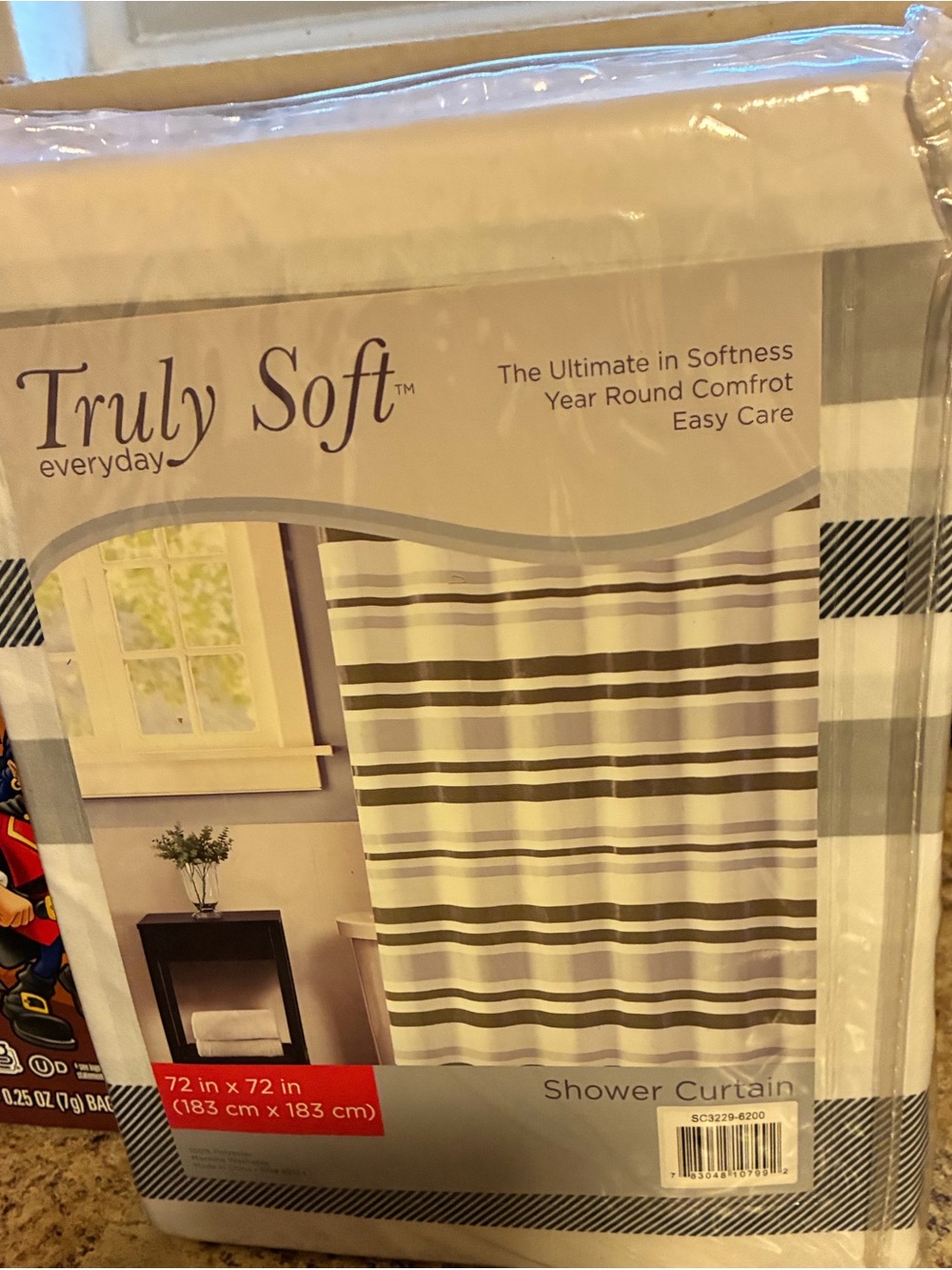Truly Soft Everyday Cream & Gray Striped Shower Curtain